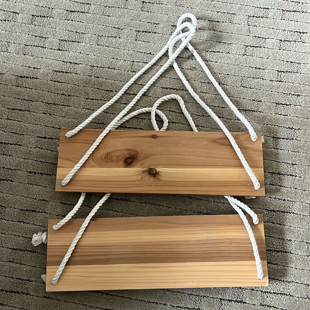 Wood and rope hanging shelves from target